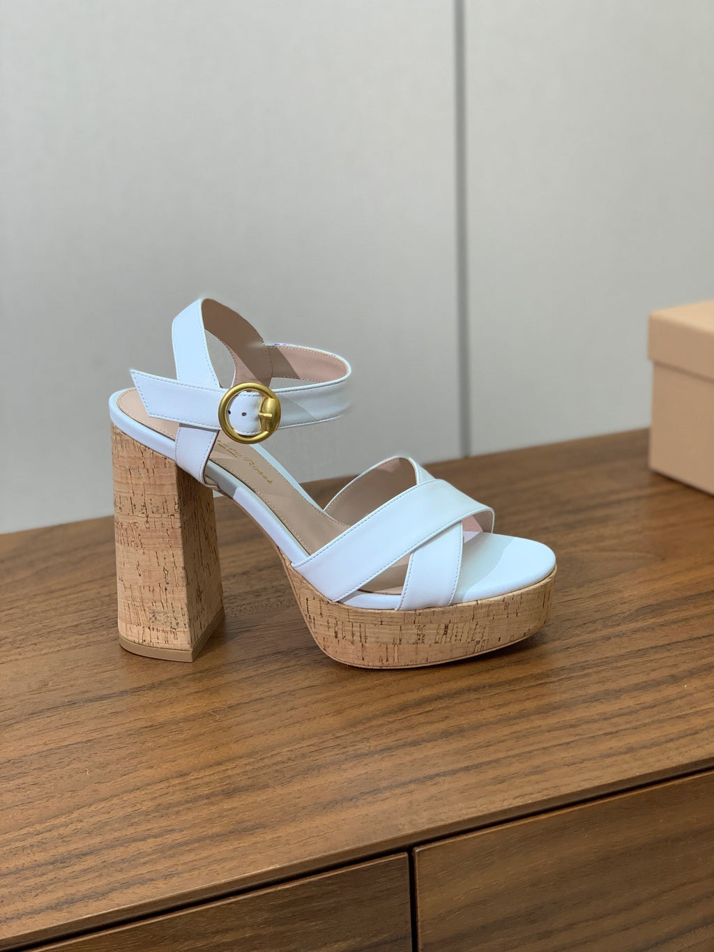 GIANVITO ROSSI 26S PLATFORM SANDALS 115 MM IN WHITE CALFSKIN