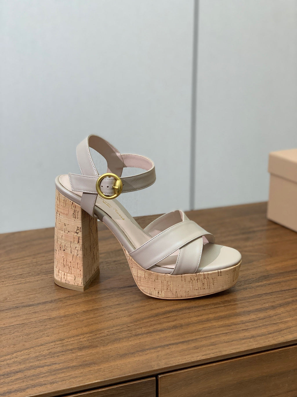 GIANVITO ROSSI 26S PLATFORM SANDALS 115 MM IN BEIGE CALFSKIN