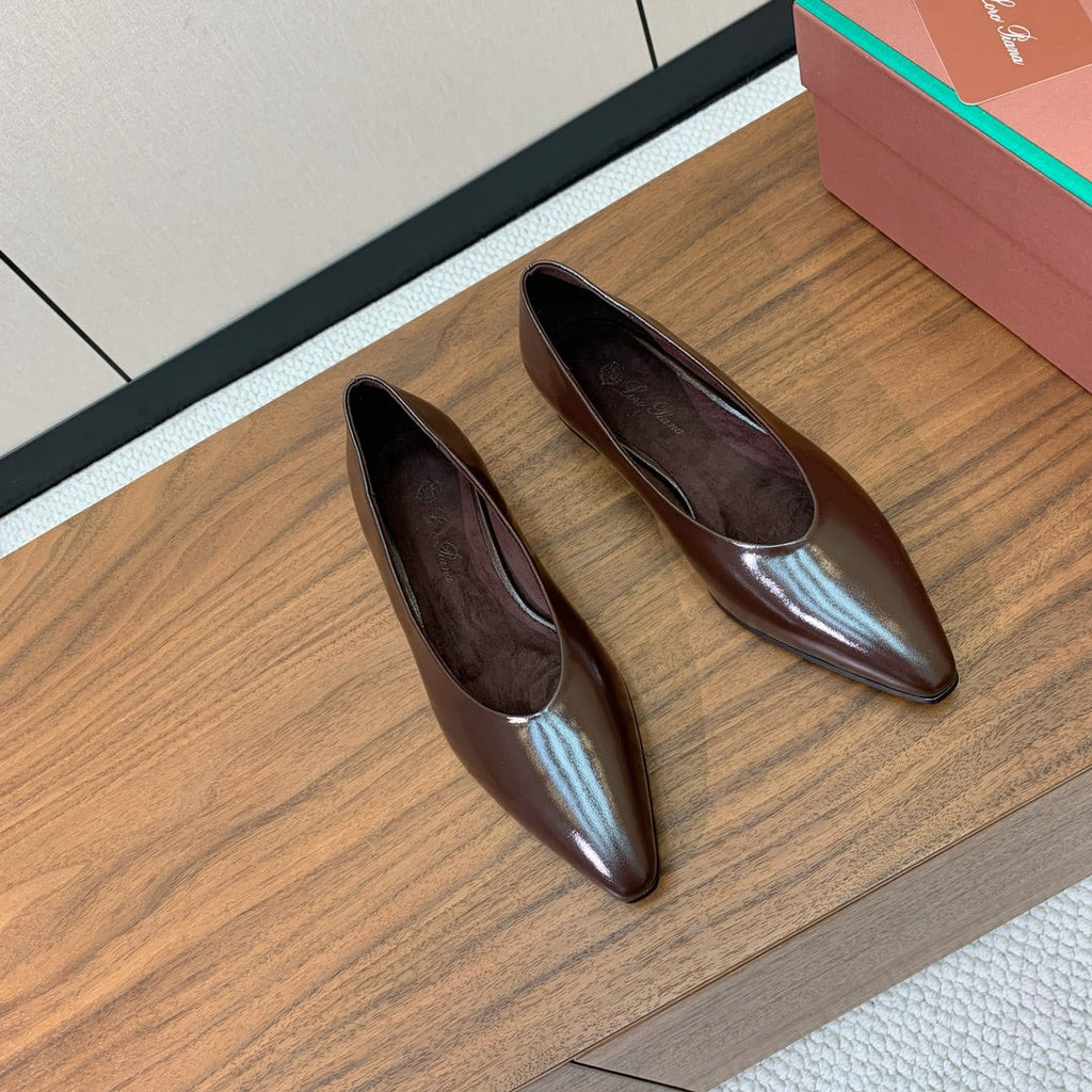 LP 26S BALLET FLATS IN DARK BROWN CALFSKIN