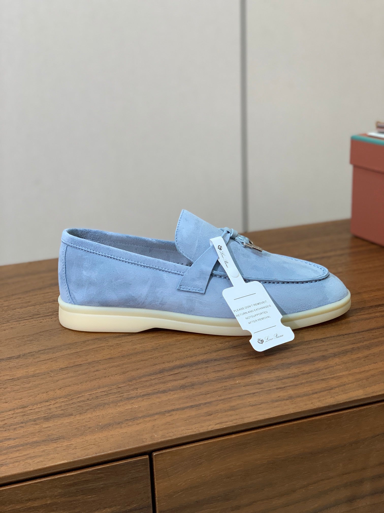 LP LOAFERS 25S IN SKY BLUE CASHMERE WITH SILVER HARDWARE