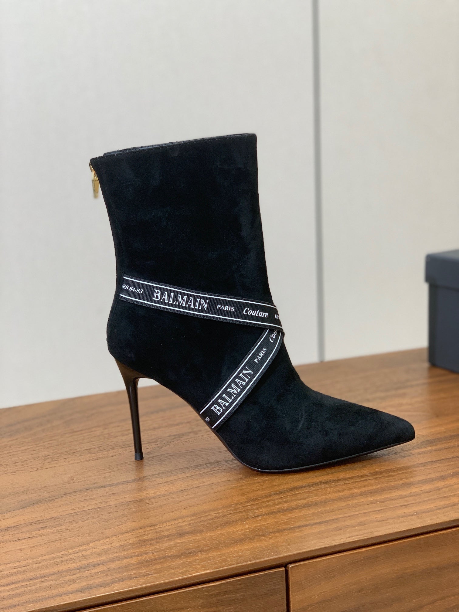 BALMAIN 26S BOOTS 95 MM IN BLACK SUEDE