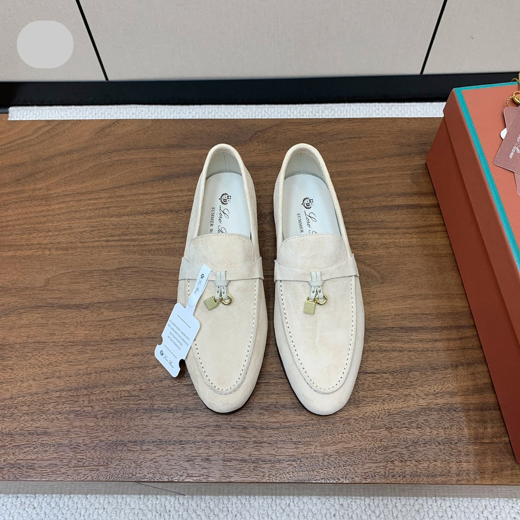 LP 26S SUMMER CHARMS WALK LOAFER IN CREAM WHITE SUEDE GOLD HARDWARE
