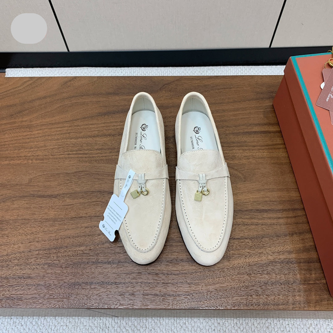 LP 26S SUMMER CHARMS WALK LOAFER IN CREAM WHITE SUEDE GOLD HARDWARE