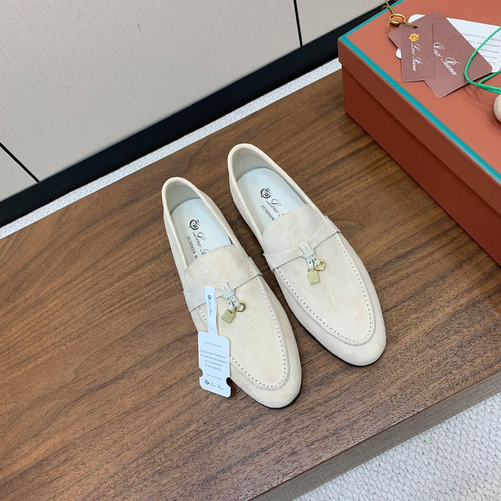 LP 26S SUMMER CHARMS WALK LOAFER IN CREAM WHITE SUEDE GOLD HARDWARE