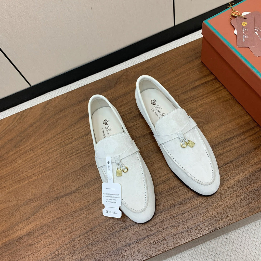 LP 26S SUMMER CHARMS WALK LOAFER IN WHITE SUEDE GOLD HARDWARE
