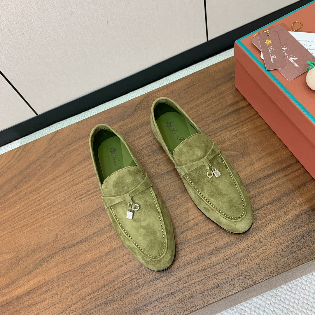 LP 26S SUMMER CHARMS WALK LOAFER IN OLIVE GREEN SUEDE GOLD HARDWARE