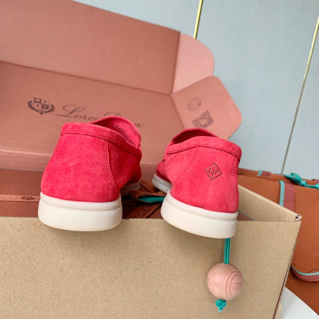 Loro Piana Red Suede Summer Charms Walk Loafers