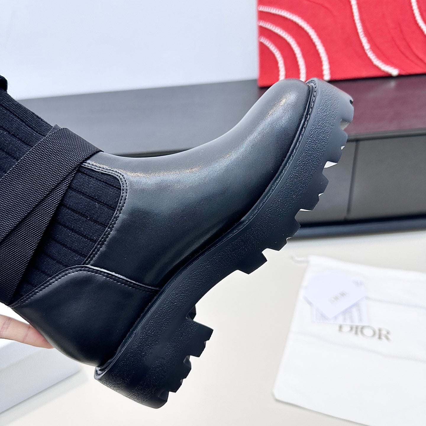 DIOR 26S D-MAJOR ANKLE BOOT IN BLACK CALFSKIN AND WOOL