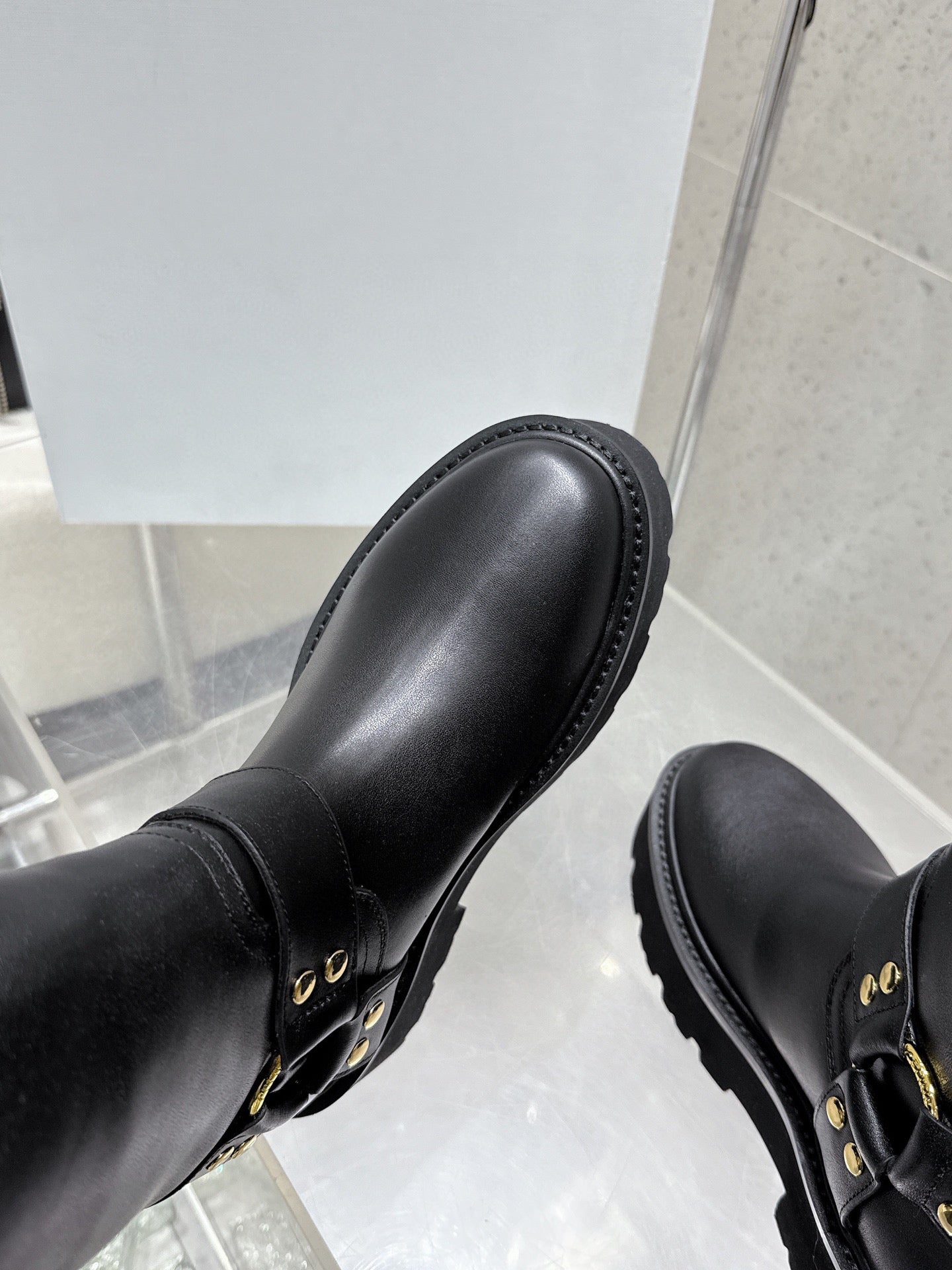 CELINE 26S KNEE-HIGH BOOTS IN BLACK CALFSKIN