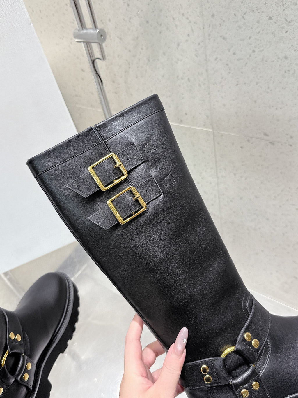 CELINE 26S KNEE-HIGH BOOTS IN BLACK CALFSKIN