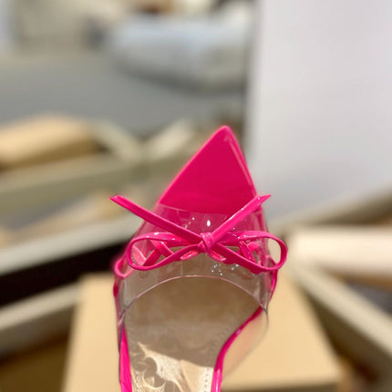 GIANVITO ROSSI 26S HEELED SANDALS 105 MM IN PINK PATENT CALFSKIN