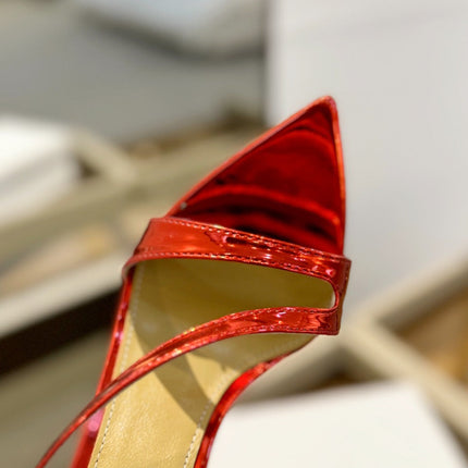 GIANVITO ROSSI 26S STRAPPY HIGH-HEEL SANDALS 105 MM IN DARK RED PATENT CALFSKIN