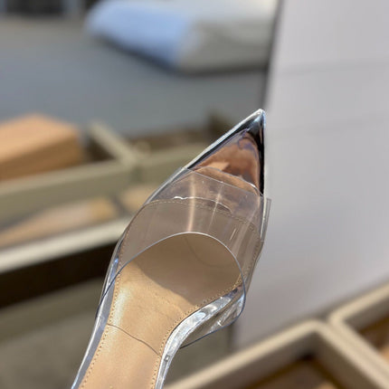 GIANVITO ROSSI 26S HEELED SANDALS 105 MM IN SILVER CALFSKIN