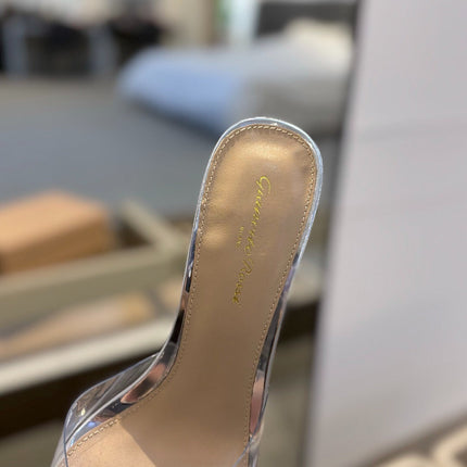 GIANVITO ROSSI 26S HEELED SANDALS 105 MM IN SILVER CALFSKIN