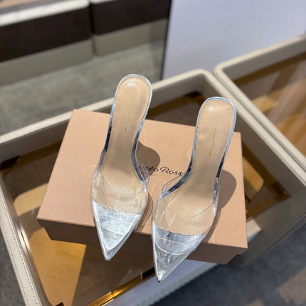 GIANVITO ROSSI 26S HEELED SANDALS 105 MM IN SILVER CALFSKIN