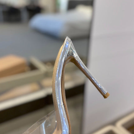 GIANVITO ROSSI 26S HEELED SANDALS 105 MM IN SILVER CALFSKIN