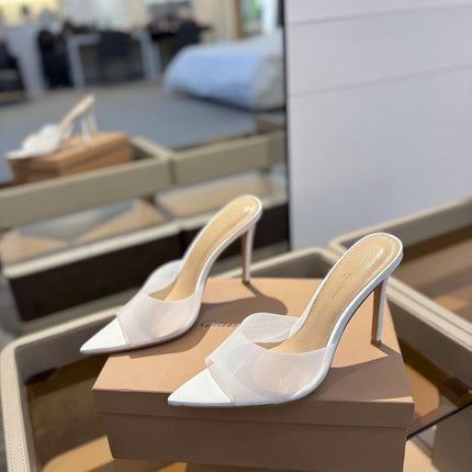 GIANVITO ROSSI 26S HEELED SANDALS 105 MM IN WHITE CALFSKIN