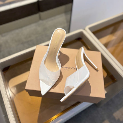 GIANVITO ROSSI 26S HEELED SANDALS 105 MM IN WHITE CALFSKIN