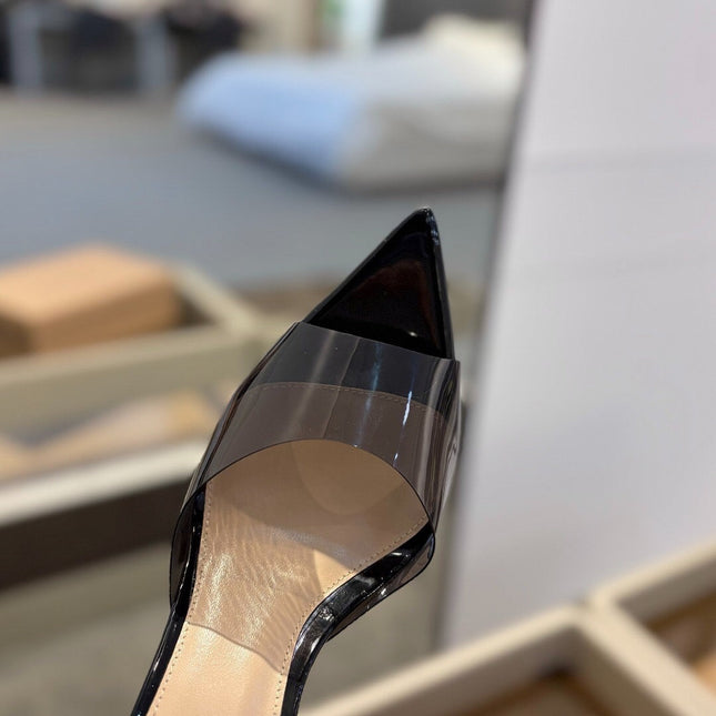 GIANVITO ROSSI 26S HEELED SANDALS 105 MM IN BLACK CALFSKIN