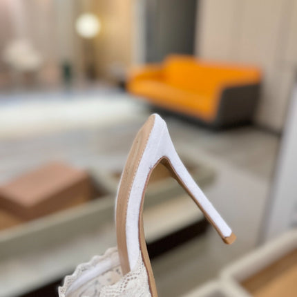 GIANVITO ROSSI 26S HEELED SANDALS 105 MM IN WHITE SUEDE AND LACE
