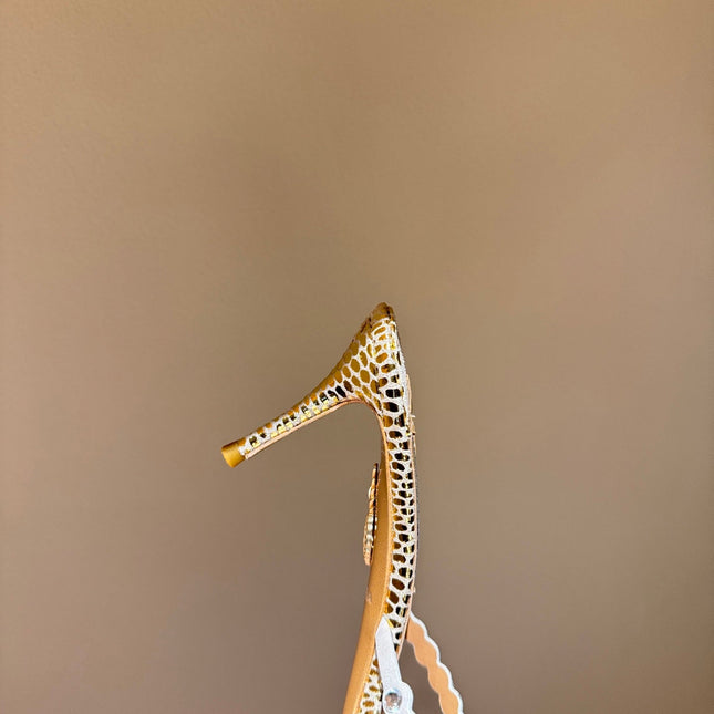 AQUAZZURA 26S HIGH-HEEL SANDALS 70 MM IN WHITE MIX GOLD CALFSKIN