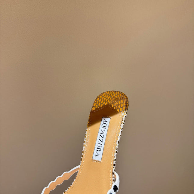 AQUAZZURA 26S HIGH-HEEL SANDALS 70 MM IN WHITE MIX GOLD CALFSKIN