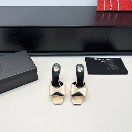 YSL 26S HEELED SANDALS 105 MM IN BEIGE SATIN