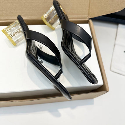 YSL 26S QUILTED THONG SANDALS 50 MM IN BLACK LAMBSKIN