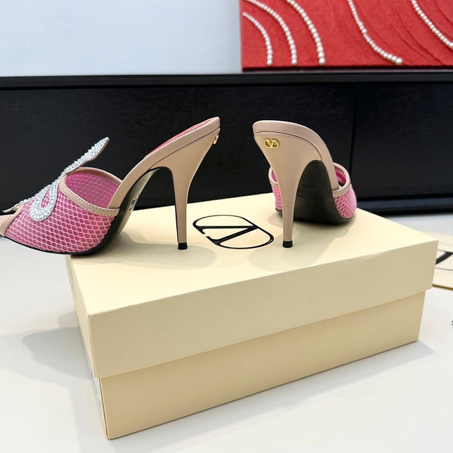 VALENTINO 26S SNAKE STRAP SANDALS 100 MM IN BEIGE CALFSKIN AND PINK MESH