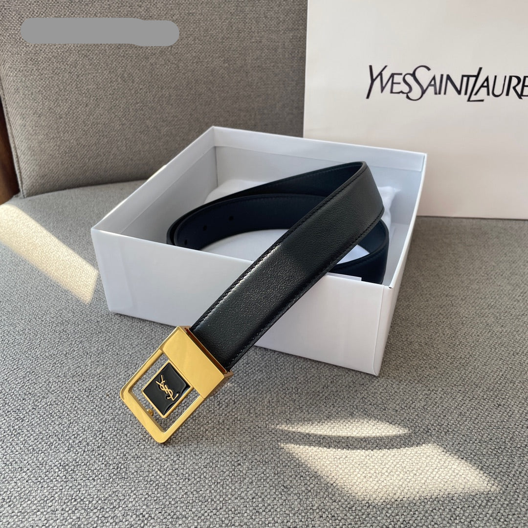 YSL 25S BELT 30 MM IN BLACK CALFSKIN 541397