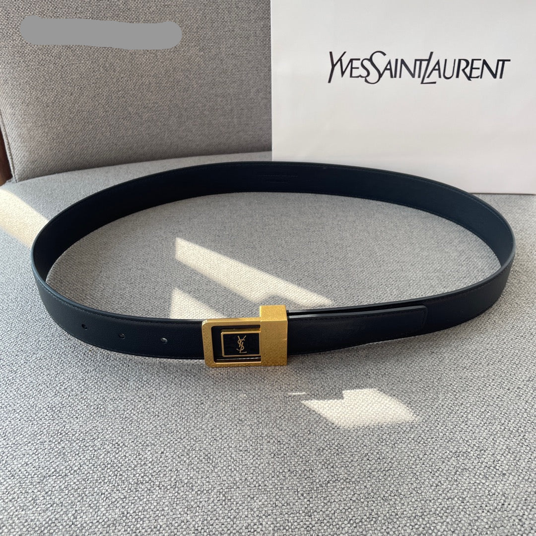 YSL 25S BELT 30 MM IN BLACK CALFSKIN 541397