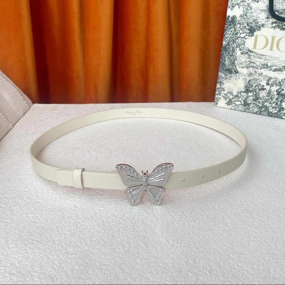 DIOR 25S BELT 20 MM IN CREAM WHITE CALFSKIN 571775