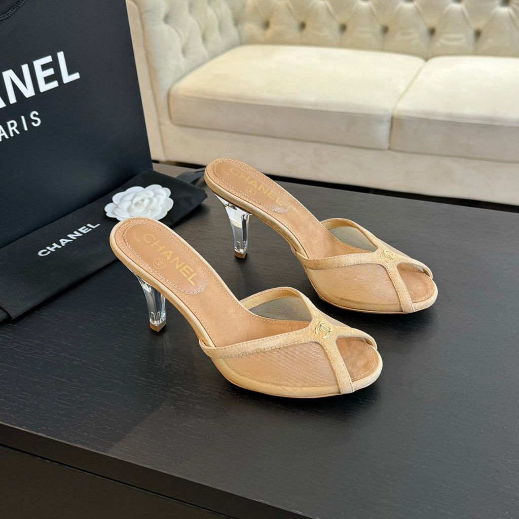 Double C High Heel Tan Brown Lambskin