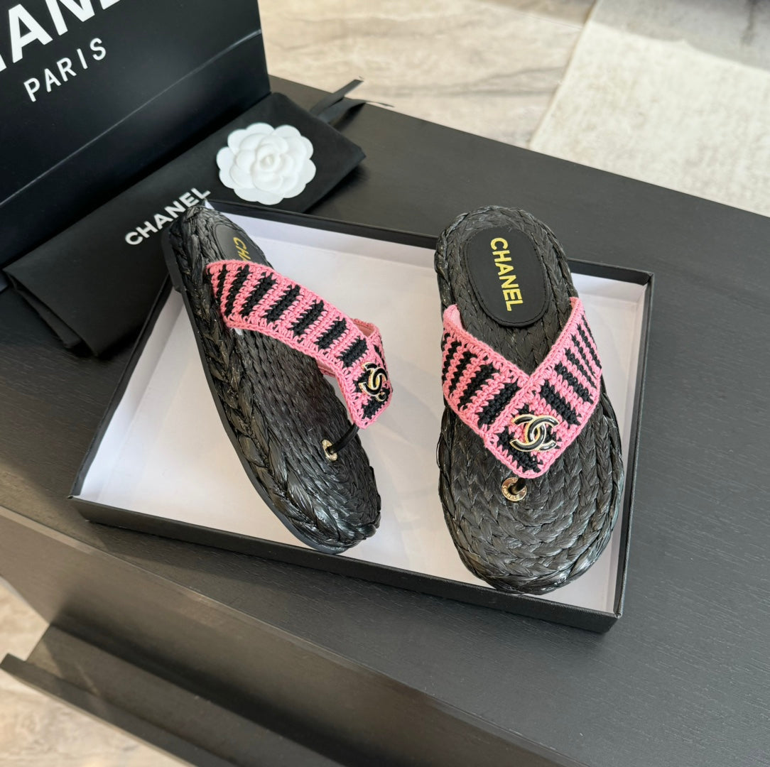 Double C Hottest Knit Flip-Flops Black Pink