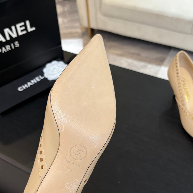 HIGH HEEL PUMP 65 MM IN FLAX YELLOW LAMBSKIN