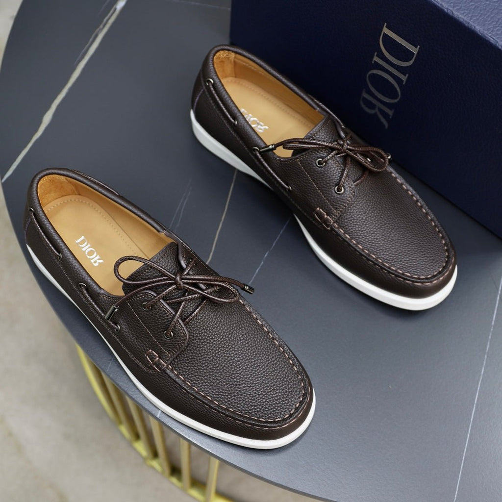 CD GRANVILLE BOAT SHOE DARK BROWN GRAINED CALFSKIN