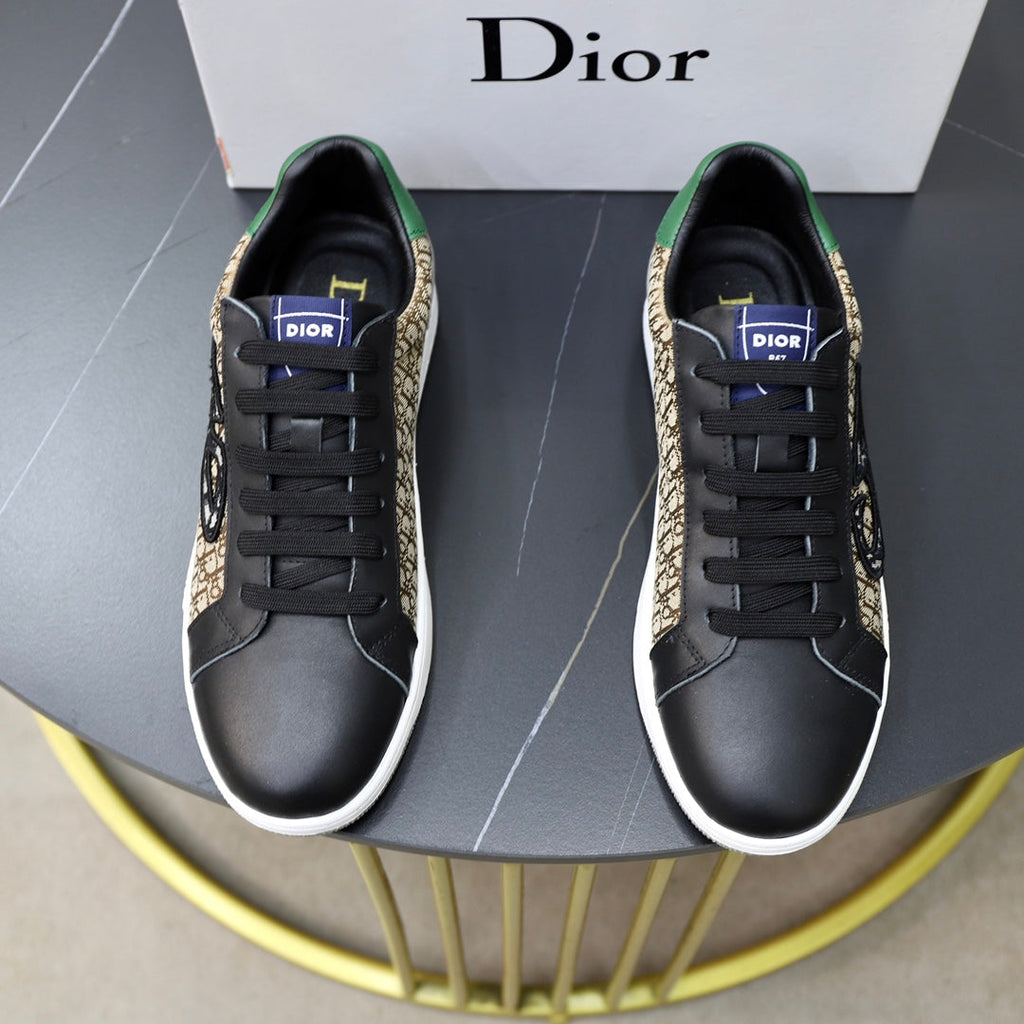 CD LOW TOP BASIC SNEAKER BLACK CALFSKIN AND JACQUARD