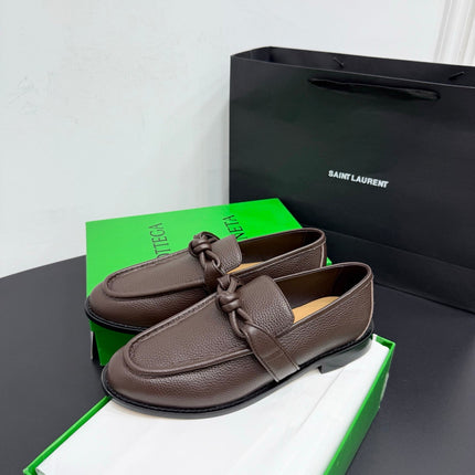BOTTEGA VENETA 26S LOAFERS IN BROWN GRAINED CALFSKIN