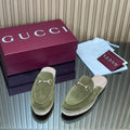 GUCCI 26S LOAFER MULES IN MOSS GREEN SUEDE