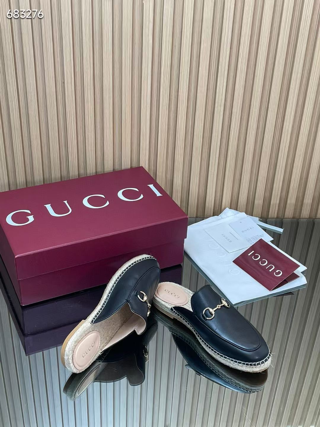 GUCCI 26S LOAFER MULES IN BLACK CALFSKIN