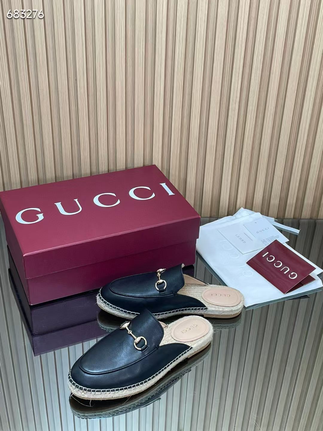 GUCCI 26S LOAFER MULES IN BLACK CALFSKIN