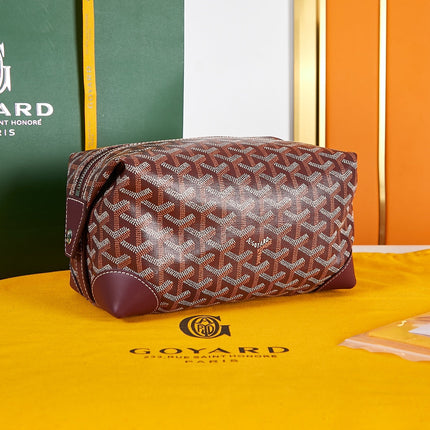 BOWLING TOILETRY BAG 24 IN BURGUNDY RED GOYARDINE CANVAS AND CALFSKIN
