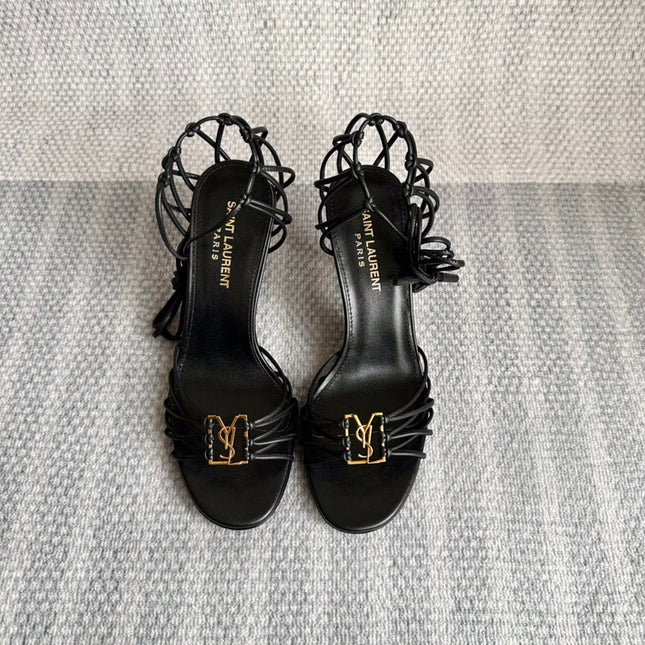 YSL HIGH HEEL 90MM IN BLACK CALFSKIN GOLD HARDWARE