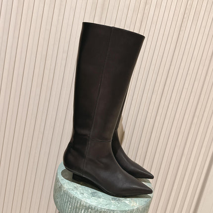 CELINE 26S HIGH-TOP BOOTS 55 MM IN BLACK CALFSKIN