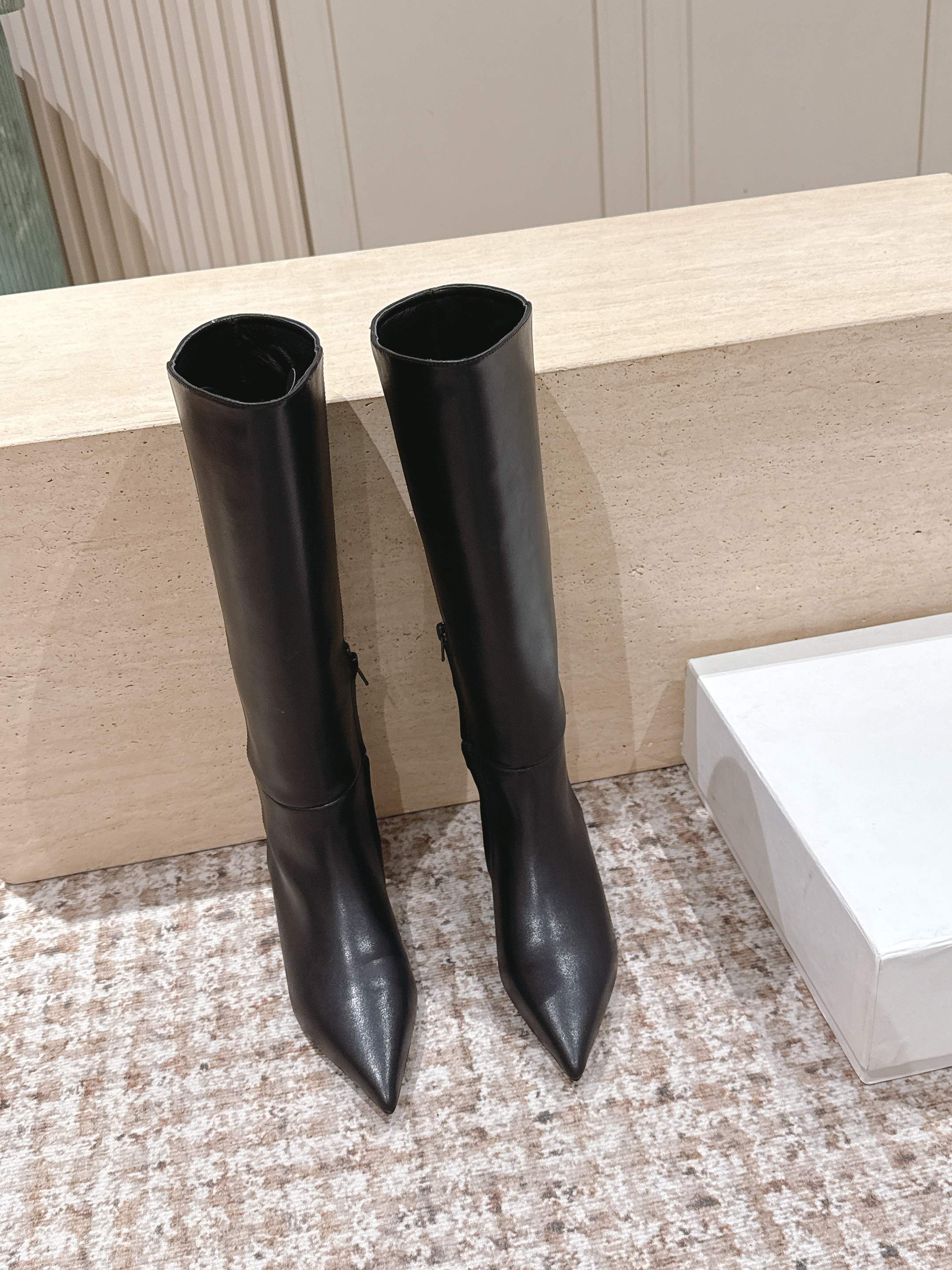 CELINE 26S HIGH-TOP BOOTS 55 MM IN BLACK CALFSKIN