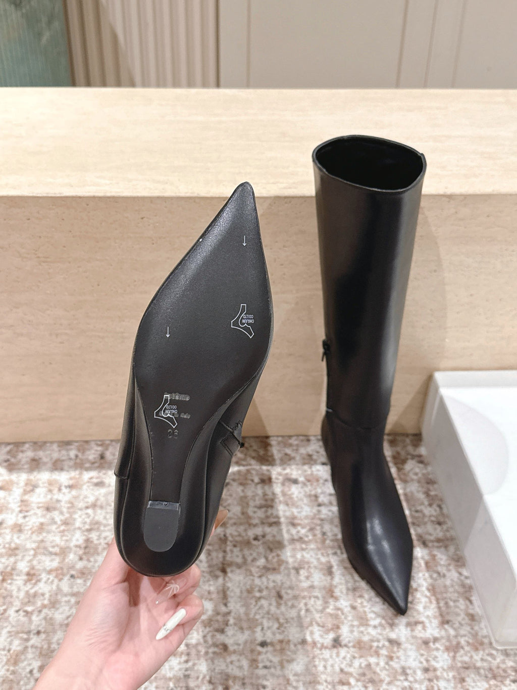 CELINE 26S HIGH-TOP BOOTS 55 MM IN BLACK CALFSKIN
