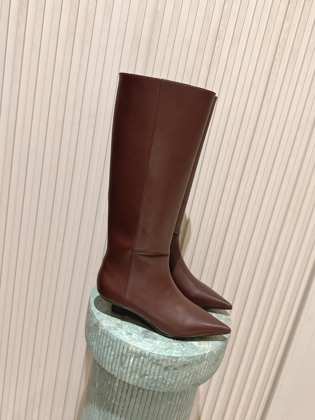 CELINE 26S HIGH-TOP BOOTS 55 MM IN BROWN CALFSKIN