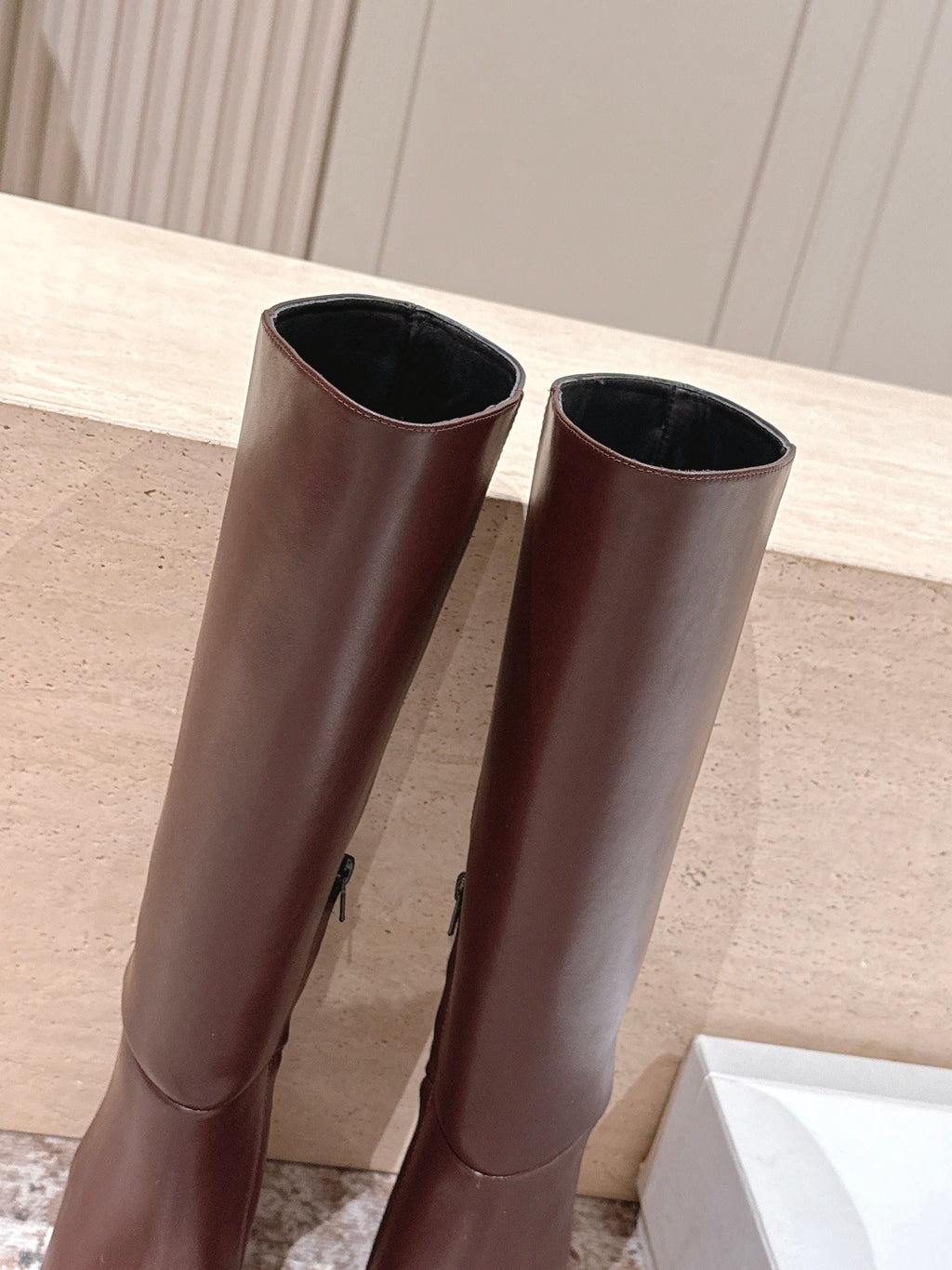 CELINE 26S HIGH-TOP BOOTS 55 MM IN BROWN CALFSKIN