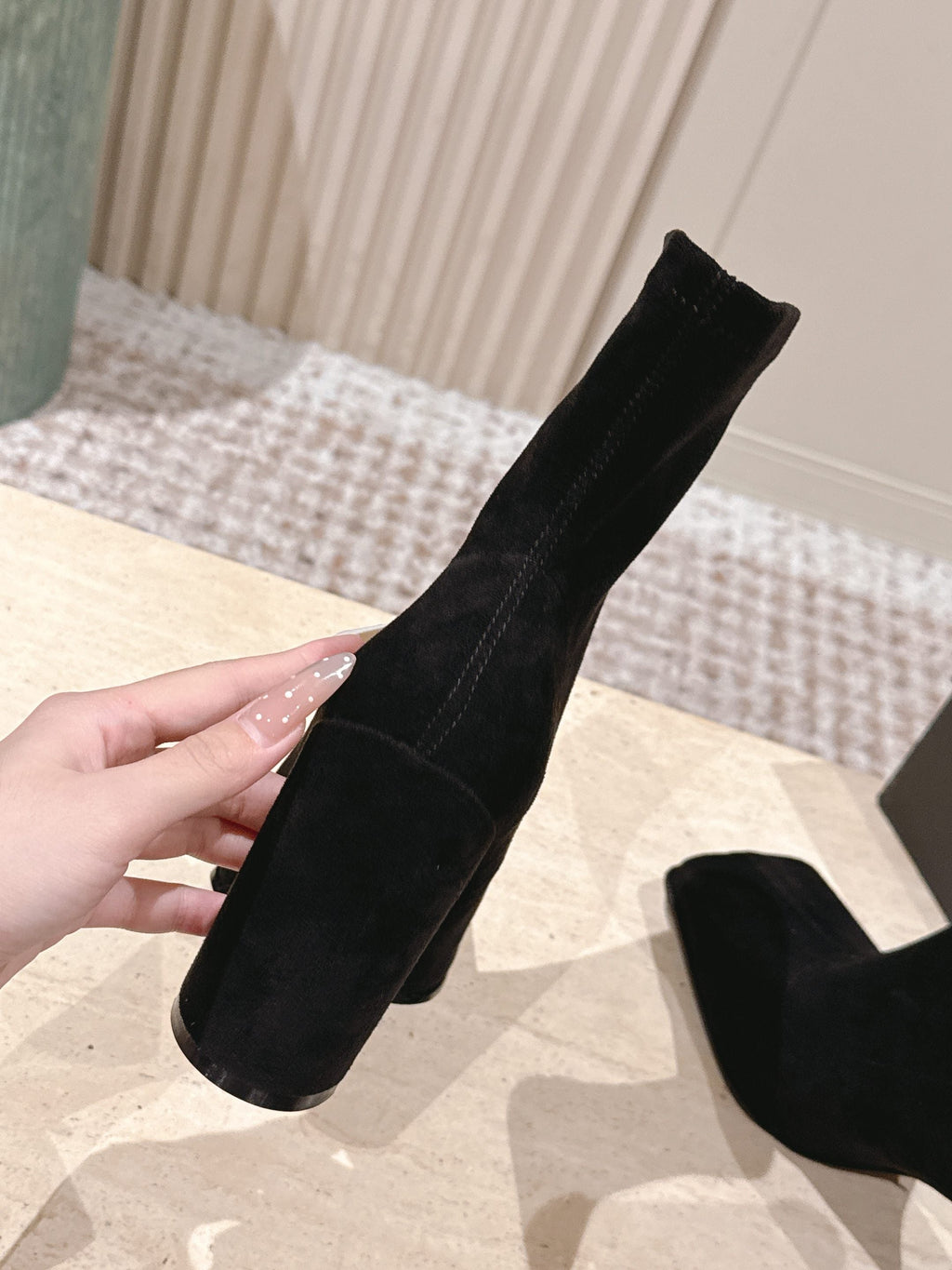 ALAIA 26S HEELED BOOTS 90 MM IN BLACK SUEDE