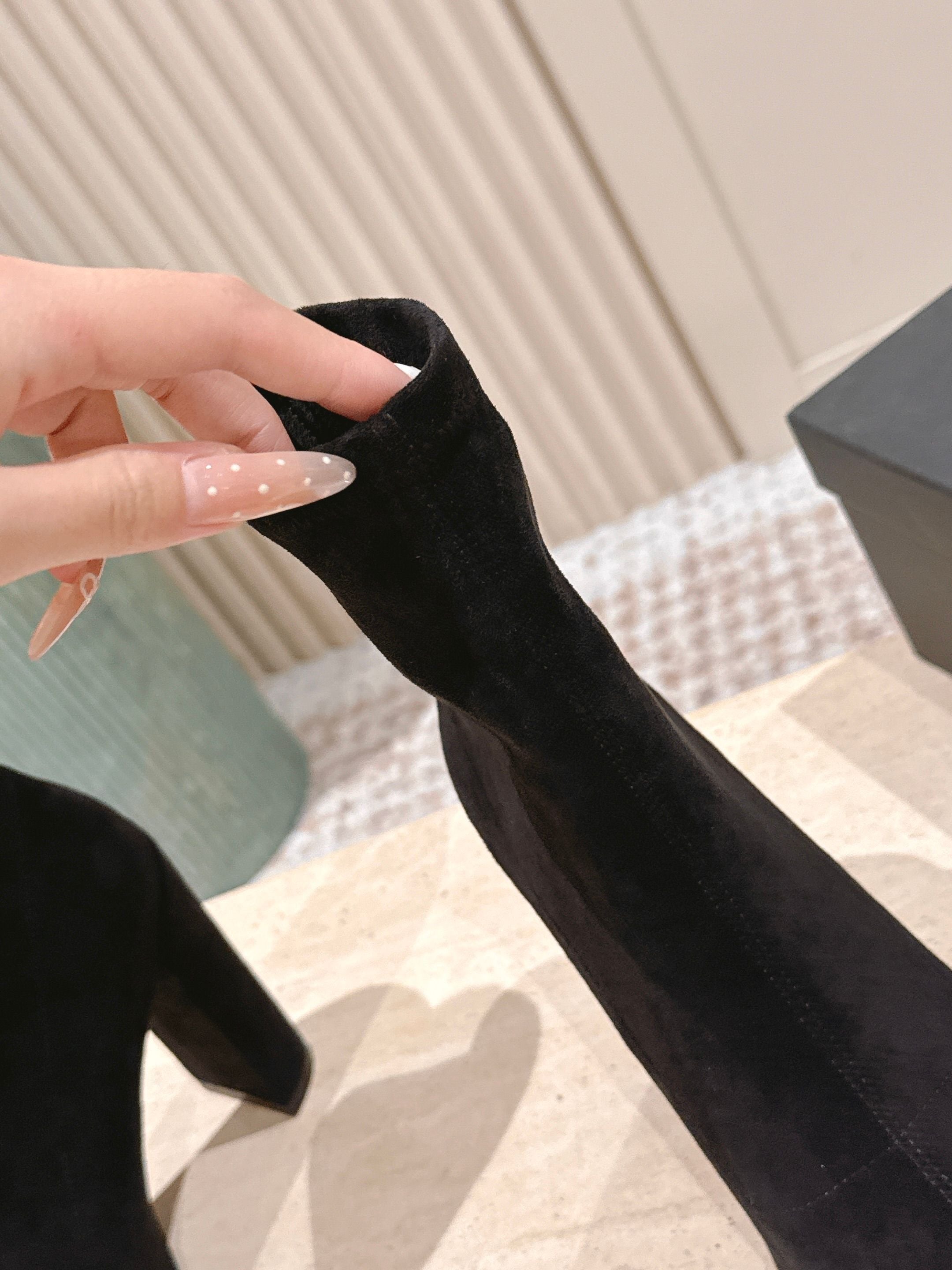 ALAIA 26S HEELED BOOTS 90 MM IN BLACK SUEDE